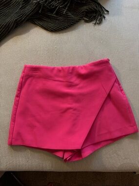 Zara Hot Pink Wrap-Front Skort